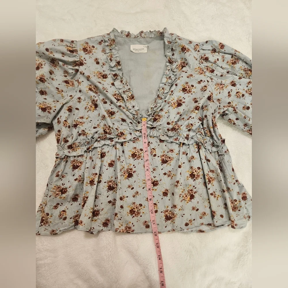 Tuckernuck Hyacinh House Rela Floral Ruffle Babydoll Blouse Size M - Picture 9 of 13